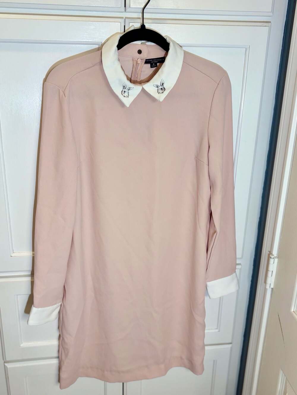 Preppy Victoria Beckham for Target Pink Bunny Collar Long Sleeve Dress Size M